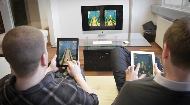 Multiplayer Temple Run with two iPads on Mac running AirServer